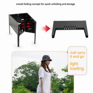 All-in-One Portable Folding BBQ Grill Set for Family Picnic - Food-Grade Material, Thickened Grill Net, Large Carbon Tank Capacity