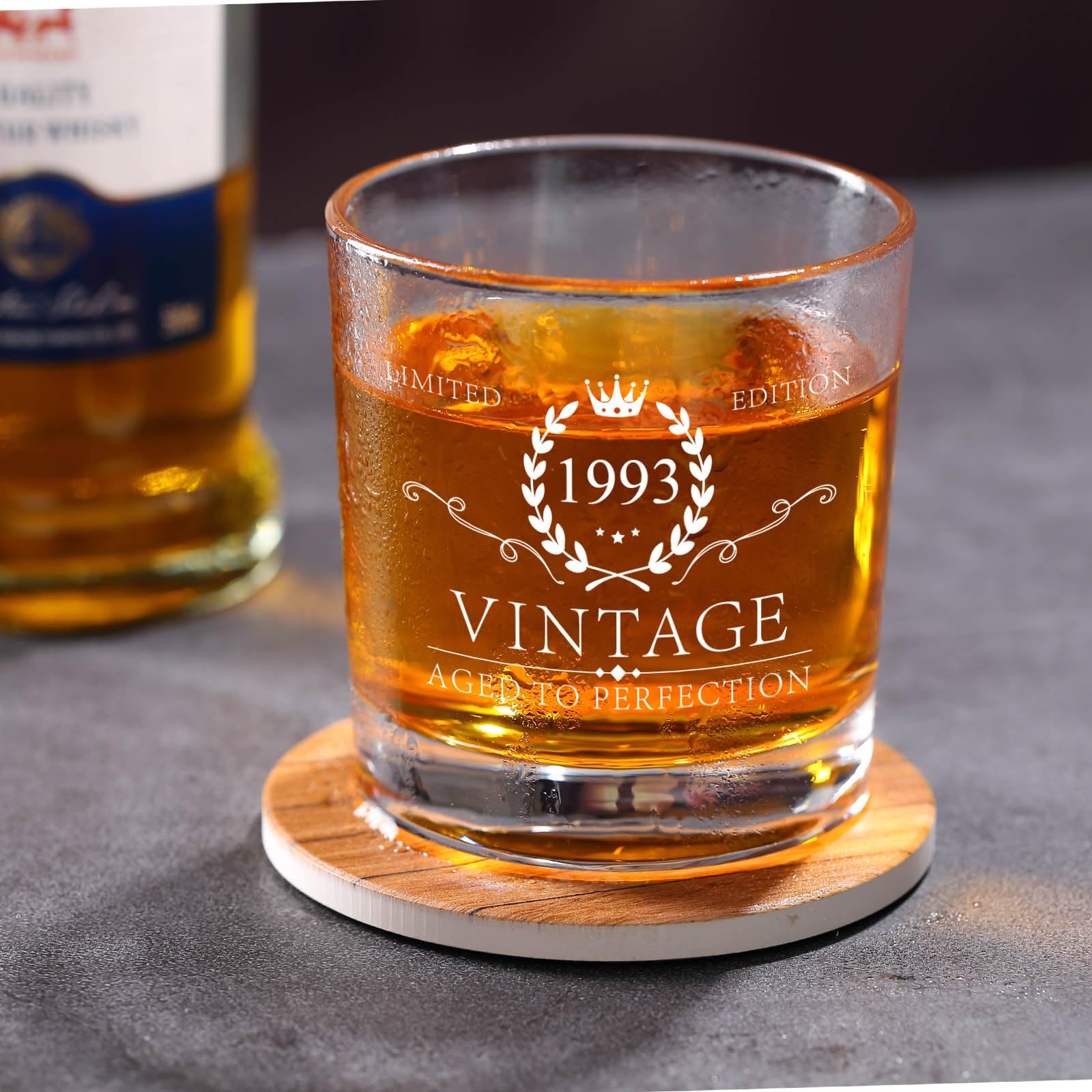 31th Birthday Gifts for Men, Whiskey Glass Set in Gift Box, 31th Birthday Decorations for Him, Dad, Husband, Friends, 31 Year Anniversary, Bday Gifts Ideas - Ice Ball Mold & Coaster & Gift Card