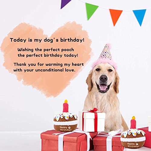 lilfrd Dog Birthday Cake Toy - Dog Birthday Girl Boy Gifts, Squeaky Plush Dog Birthday Toy