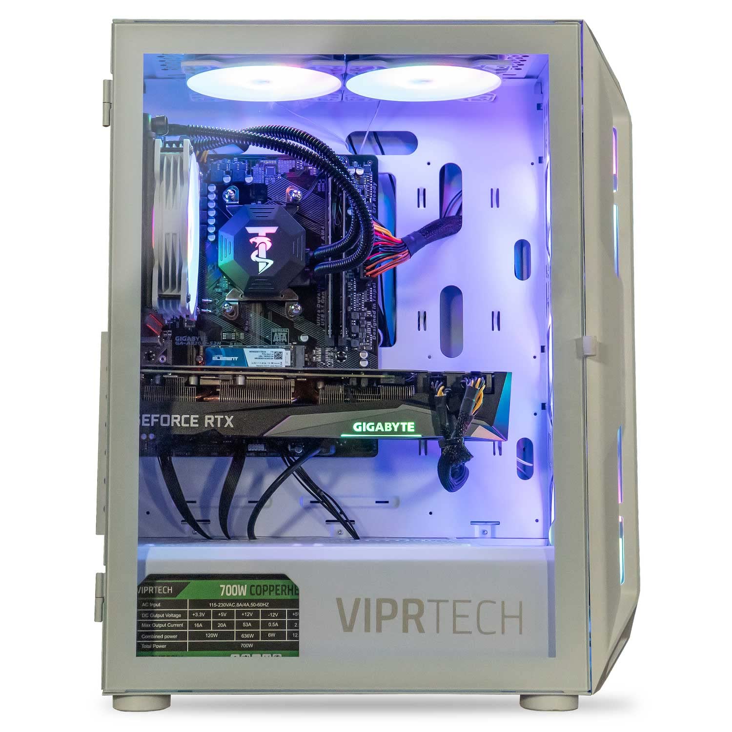 ViprTech Ghost 3.0 Liquid-Cooled PC - AMD Ryzen 5 5600X (12-LCore 4.6Ghz), RTX 4060 8GB, 32GB DDR4 3200 RAM, 1TB NVMe SSD, VR-Ready, Streaming, WiFi, RGB, Win 11, Warranty, Gaming Desktop Computer