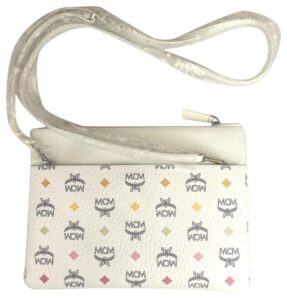 mcm women's white rainbow visetos coated canvas crossbody bag