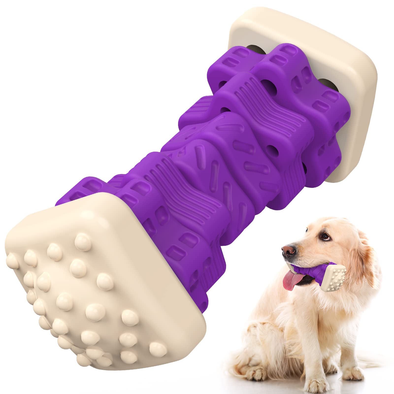 Tough Dog Toys for Aggressive Chewers,Dog Puzzle Toys Indestructible Dog Toys, Interactive Dog Chew Toys with Beef Flavor Rubber Dog Enrichment Toys for Small/Medium/Large Dogs