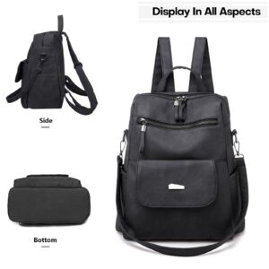 Osunnus Leather Backpack Purse for Women Vintage Fashion Travel Backpack Shoulder Bag, Black