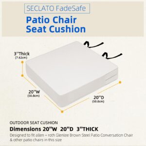 SECLATO Patio Chair Cushion 20"x20" Waterproof Outdoor Seat Cushions for Patio Furniture Garden Sofa Couch Chair Cushions with Handle and Adjustable Straps, 2 Pack, Light Grey