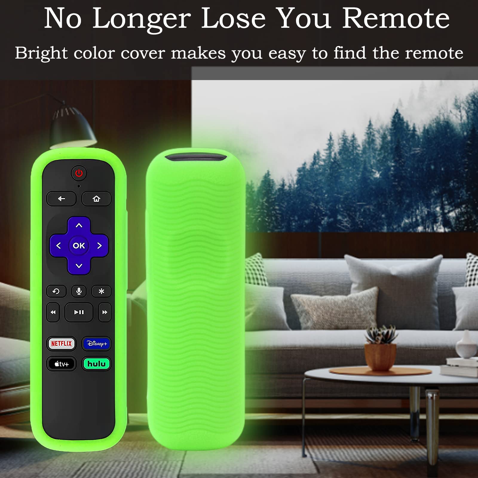 Silicone Roku Controller Cover fits for Hisense Roku TV Remote Cover | Westinghouse Roku TV Remote Case with Tracker Glow in The Dark