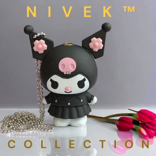 NIVEK Kuroomi Y2K Lighter Flame 3D Japanese Chain Necklace Jester Kawaii Refillable (Black)