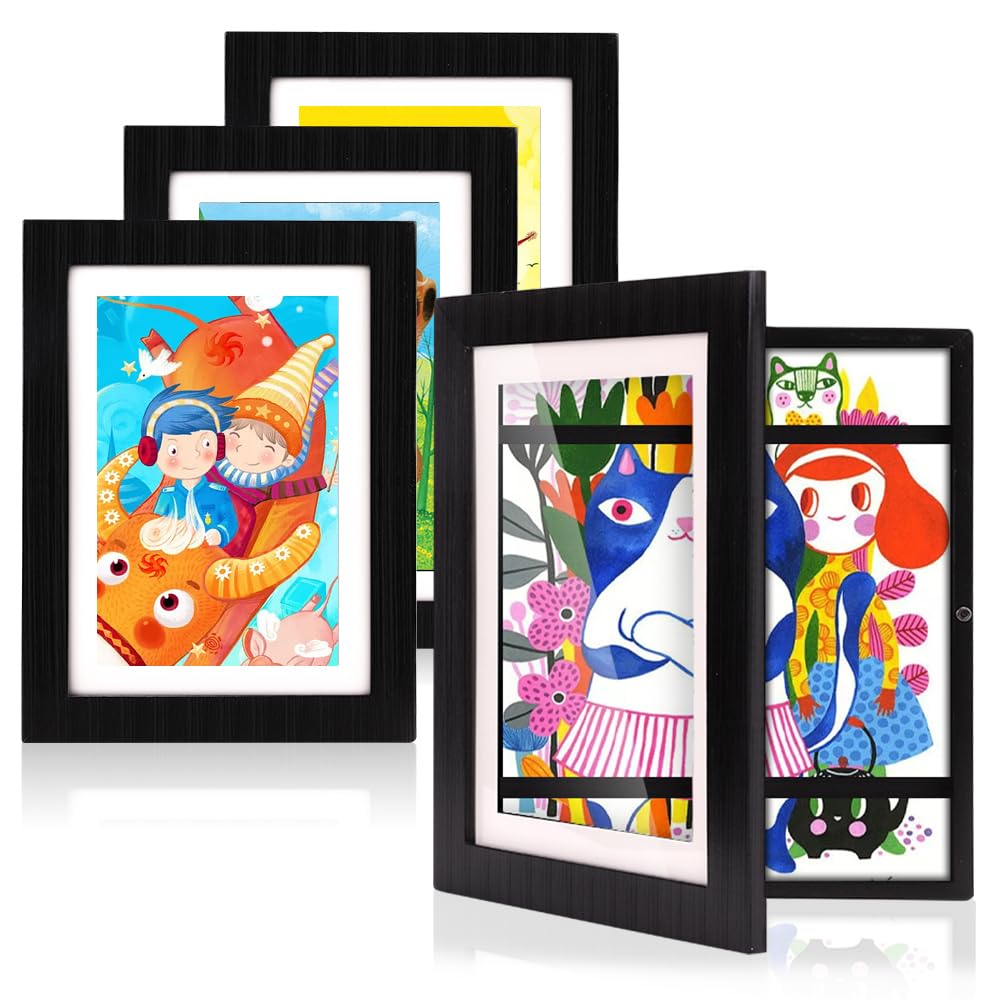 [4-Pack] Kids Art Frame for Children Art Projects, 8.5x12 Front Opening Kids Artwork Frames Changeable, Display Storage Picture Frames for Kids Drawing, Schoolwork, Crafts, Photos, Holds 50 Pcs,