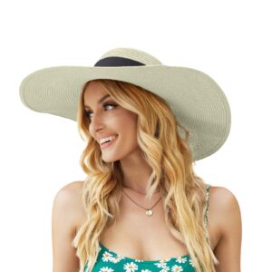 beach hats for women, wide brim sun hat for women upf 50+ uv sun protection floppy straw sun hat foldable roll up cap