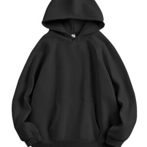 ANRABESS Women Oversized Hoodies Long Sleeve Fleece Basic Pullover Sweatshirts 2024 Fall Trendy Y2K Outfits Black Small