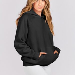 ANRABESS Women Oversized Hoodies Long Sleeve Fleece Basic Pullover Sweatshirts 2024 Fall Trendy Y2K Outfits Black Small