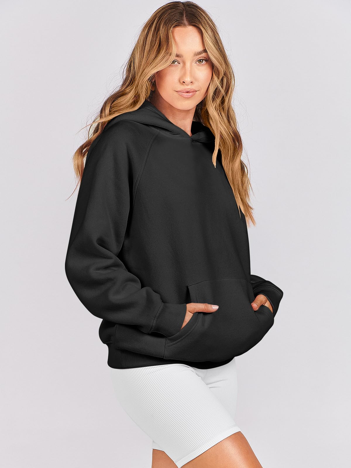 ANRABESS Women Oversized Hoodies Long Sleeve Fleece Basic Pullover Sweatshirts 2024 Fall Trendy Y2K Outfits Black Small