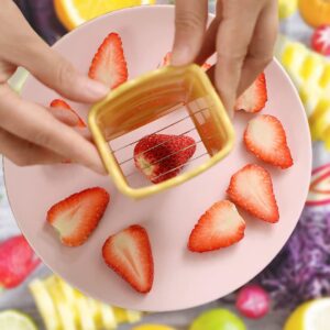 Cup Slicer - [NEW] Fruit Slicer Cup Egg Slicer, Stainless Steel Banana Strawberry Cutter, Quickly Making Soft Fruits, Vegetables Cutting Kitchen Gadget (Mixed Color (Pack of 3))