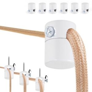 adcssynd 6 pack upgrade version ceiling hooks for hanging lights, white ceiling hook super load, swag hooks for ceiling hanging, modern swag hook for hanging lighting fixture- easy to use