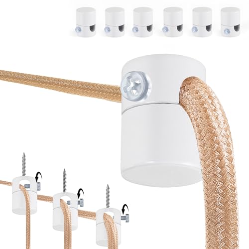 Adcssynd 6 Pack Upgrade Version Ceiling Hooks for Hanging Lights, White Ceiling Hook Super Load, Swag Hooks for Ceiling Hanging, Modern Swag Hook for Hanging Lighting Fixture- Easy to Use