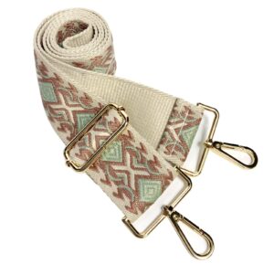 Dsigo Purse Strap, 2" Wide Gold Buckle Embroidery Crossbody Shoulder Strap for Bag Handbag Canvas Bag Crossbody Bags (Classic Brown Flower)