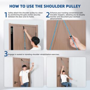 Shoulder Pulley for Physical Therapy, Shoulder Pulley, Over The Door Pulley for Shoulder Rehab with Durable Metal Pulley, Aids Recovery and Rehabilitation, Improve and Strengthen Mobility