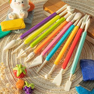 UUSYCUN 9PCS Clay Tools for Kids & Adult, UUSYCUN Plastic Air Dry Clay Tools Kit, Double-Head Clay Sculpting Tools for Pottery, Polymer, Air Dry Clay, Modeling, Shaping, Cake Decoration