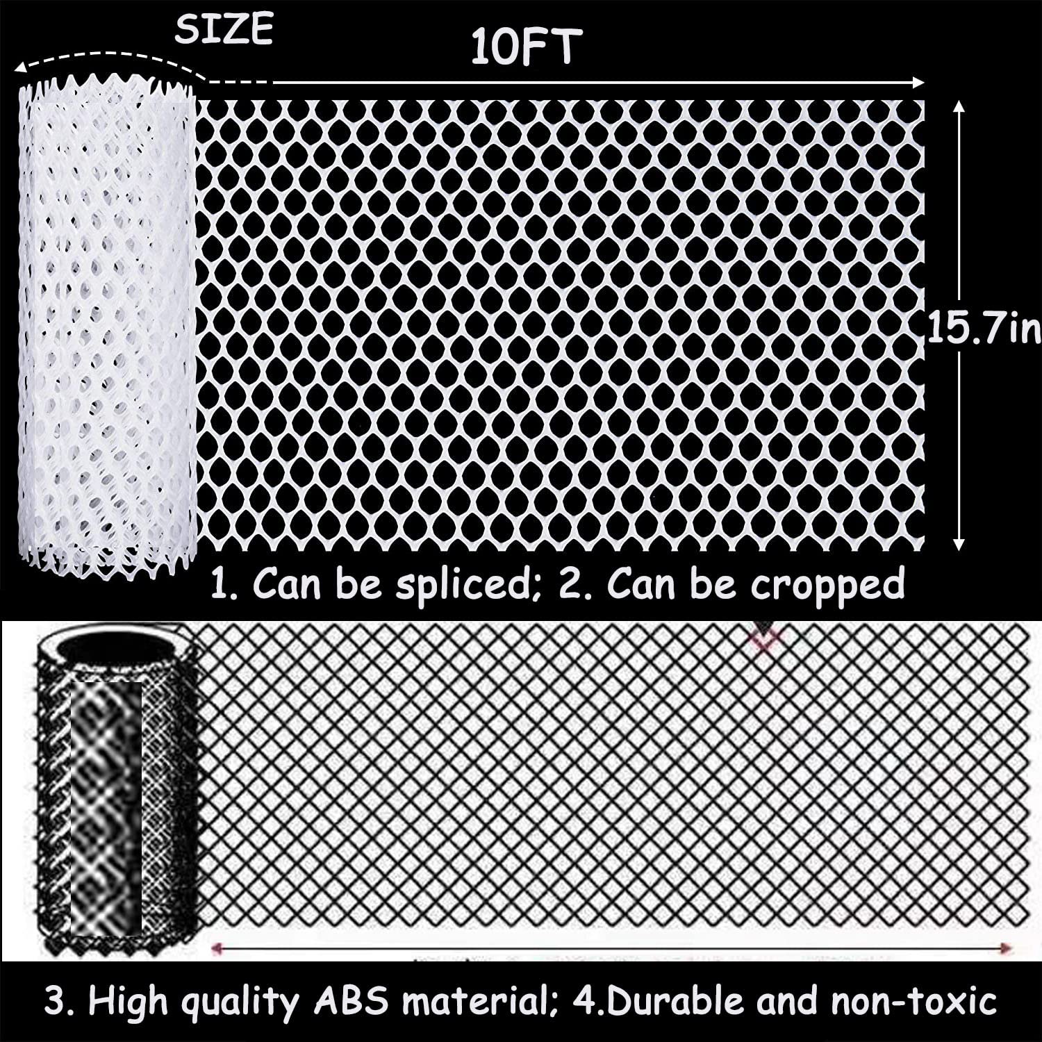 15.7IN x 10FT White Plastic Chicken Wire Fence Mesh,Hexagonal Plastic Poultry Netting for Chicken,Upgraded Plastic Garden Mesh Fencing for Gardening Wire Frame for Crafts, Balcony Protection Net