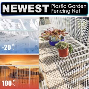 15.7IN x 10FT White Plastic Chicken Wire Fence Mesh,Hexagonal Plastic Poultry Netting for Chicken,Upgraded Plastic Garden Mesh Fencing for Gardening Wire Frame for Crafts, Balcony Protection Net