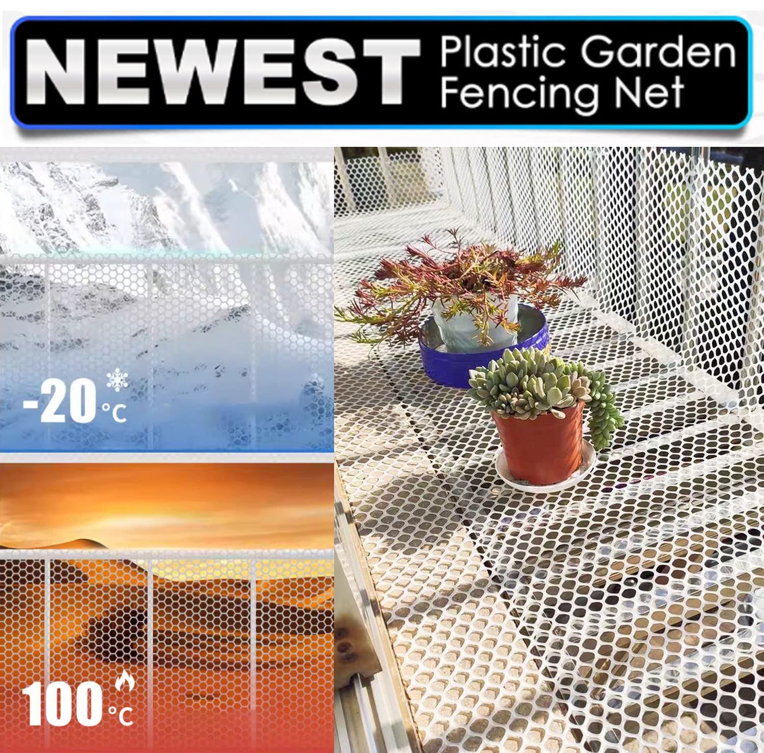 15.7IN x 10FT White Plastic Chicken Wire Fence Mesh,Hexagonal Plastic Poultry Netting for Chicken,Upgraded Plastic Garden Mesh Fencing for Gardening Wire Frame for Crafts, Balcony Protection Net