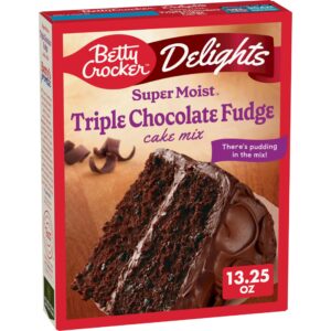 betty crocker delights super moist triple chocolate fudge cake mix, 13.25 oz