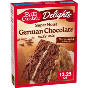 betty crocker delights super moist german chocolate cake mix, 13.25 oz. (pack of 12)