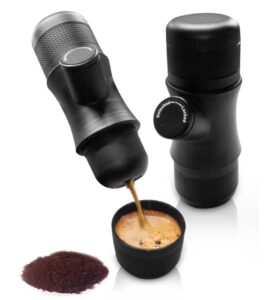 portable espresso machine - manually operated - compact handheld coffee maker - no batteries - perfect for travel, camping, beach, hotel