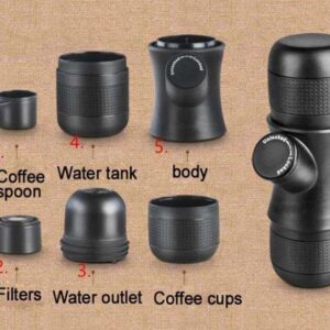 Portable Espresso Machine - Manually Operated - Compact Handheld Coffee Maker - No Batteries - Perfect for Travel, Camping, Beach, Hotel