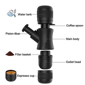 Portable Espresso Machine - Manually Operated - Compact Handheld Coffee Maker - No Batteries - Perfect for Travel, Camping, Beach, Hotel