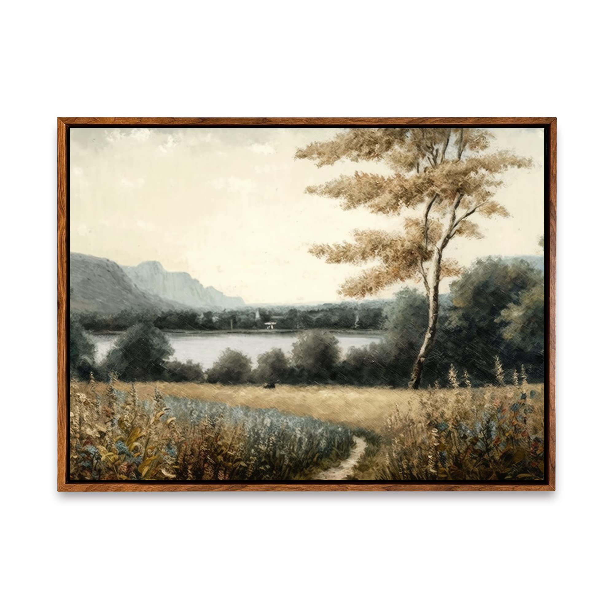 DorDor & GorGor, Canvas Wall Art, Retro country impressionist oil painting landscape, Print Canvas Painting, Picture Decorations for Home Decor Gift Stretched and Framed -a, 12x16