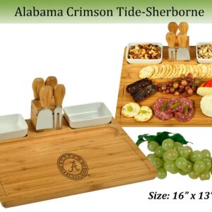 Picnic at Ascot NCAA Alabama Crimson Tide Officially Licensed Bamboo Cheese/Charcuterie Board with knife Set & cheese Markers