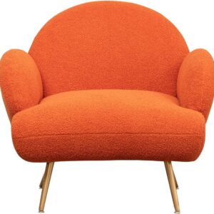 AISALL Accent Chair Orange with Golden Metal Legs,Reading Chair for Bedroom Comfy, Boucle Sherpa Chair for Living Room, Bedroom, Side Chair