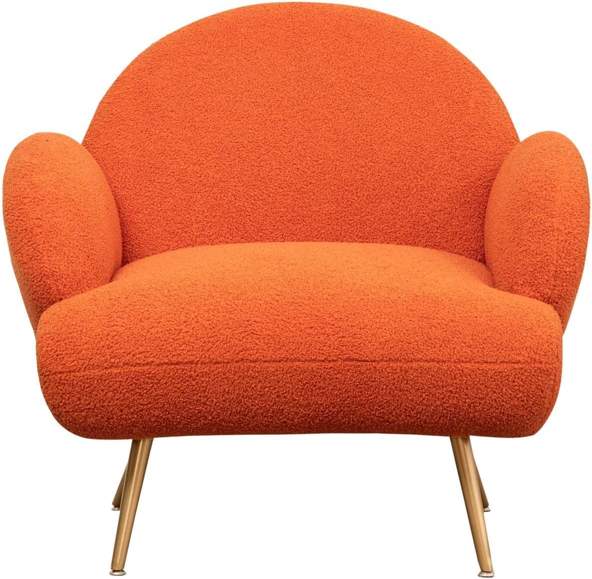 AISALL Accent Chair Orange with Golden Metal Legs,Reading Chair for Bedroom Comfy, Boucle Sherpa Chair for Living Room, Bedroom, Side Chair