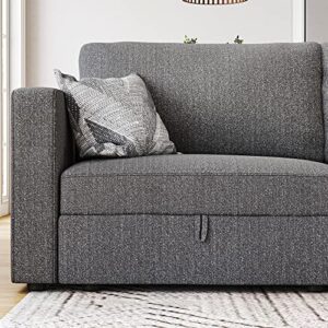 HONBAY Reversible Modular Sectional Couch U Shaped Modular Sofa with Wide Chaise Oversized Modular Sectional Sofa with Storage Seat, 149'', Light Grey