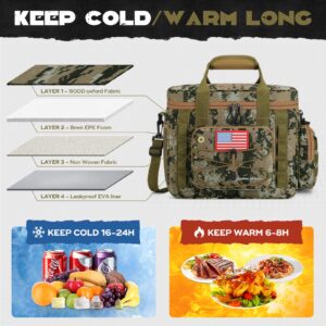 Maelstrom Tactical Lunch Box, Insulated Lunch Bag for Men, Durable Leakproof Soft Cooler Bag with Detachable MOLLE Bags, Large Lunch Tote for Adult Women Work,Picnic,20 Cans/15 L, Camouflage