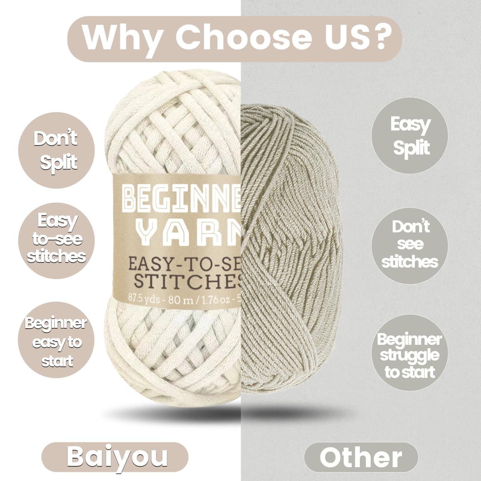 3x50g Beginners Ivory White Yarn, 260 Yards Ivory White Yarn for Crocheting Knitting, Easy-to-See Stitches, Worsted Medium #4, Chunky Thick Cotton Nylon Blend Yarn Yarn for Crocheting