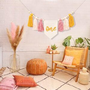 Boho Sun Birthday High Chiar Yarn Tassel Garland Banner - Sunshine 1st Birthday Decoration,Sunshine 1st Birthday High Chair Banner,First Trip Around The Sun High Chair Tassel Garland