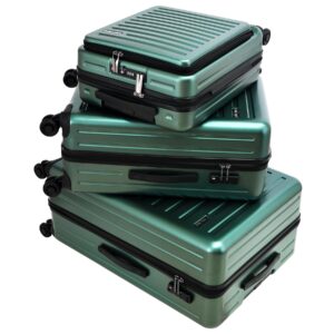 3Pcs (20/24/28) Luggage Set, HardShell Lightweight, Only 20" with Front Pocket, 21.65*15.35*7.87" Fits Overhead Cabin, 24" (26*17.7*10.2") and 28" (19.68*11.81*29.92") Checked Luggage, Green