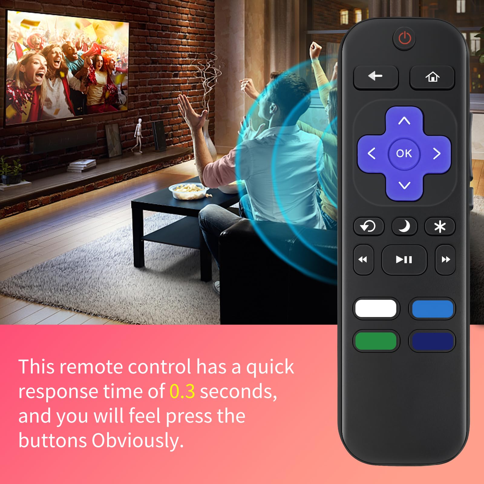 (Pack of 2) Replacement Remote Control Only for Roku TV, Compatible for TCL Roku/Element Roku/Westinghouse Roku/Hisense Roku/Onn Roku/Insignia Roku/Philips Roku Smart TV【Not for Roku Stick and Box】