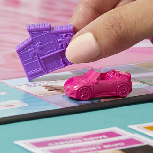 Monopoly: Barbie Edition Board Game, Ages 8+, 2-6 Players, Fun Family Games for Kids and Adults, with 6 Barbie-Themed Pink Zinc Tokens, Kids Gifts