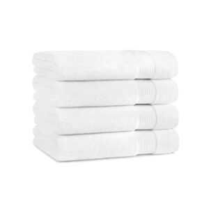 arkwright bath towels set of 4 - super soft 100% cotton, 600 gsm quick dry & absorbent, luxury bathroom essentials for hotels, spa, hosts, and vacation rentals, dove white