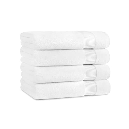 Arkwright Bath Towels Set of 4 - Super Soft 100% Cotton, 600 GSM Quick Dry & Absorbent, Luxury Bathroom Essentials for Hotels, Spa, Hosts, and Vacation Rentals, Dove White