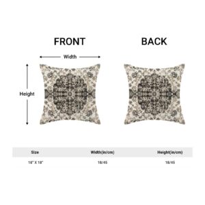 BETGINY Boho Pillow Covers 18x18, Black Ethnic Design Outdoor Decorative Throw Pillows for Couch, Carpet Pattern Decor Cushion Cover 2 Pcs Farmhouse Linen Pillowcase for Bed Car Safa