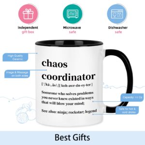 Cabtnca Chaos Coordinator Mug, Chaos Coordinator Gifts, Office Gifts for Coworkers, Boss Mug, Office Coordinator Mug, Coffee Mugs for Women, Teacher/Coworker/Boss Gifts for Women, 11Oz