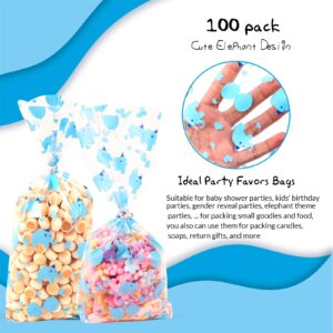 COQOFA 100 Pcs 5"X11" Gift Wrap Cello Cellophane Treat Bags Party Favor bags Clear Candy Cookie Bags Plastic Poly Goodie Storage Bags with Twist Ties for Baby Shower, Birthday, Wedding ,Party