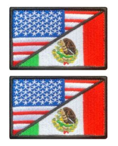 2 pack tactical usa/mexico friendship flag embroidered patches, american/mexican flag military uniform emblem patch - loop & hook fasteners for tactical garment & gears clothes backpack