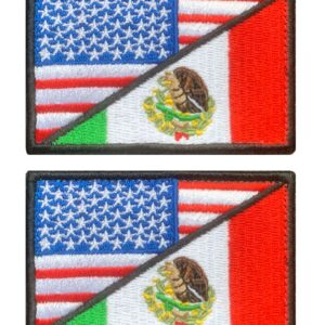 2 Pack Tactical USA/Mexico Friendship Flag Embroidered Patches, American/Mexican Flag Military Uniform Emblem Patch - Loop & Hook Fasteners for Tactical Garment & Gears Clothes Backpack