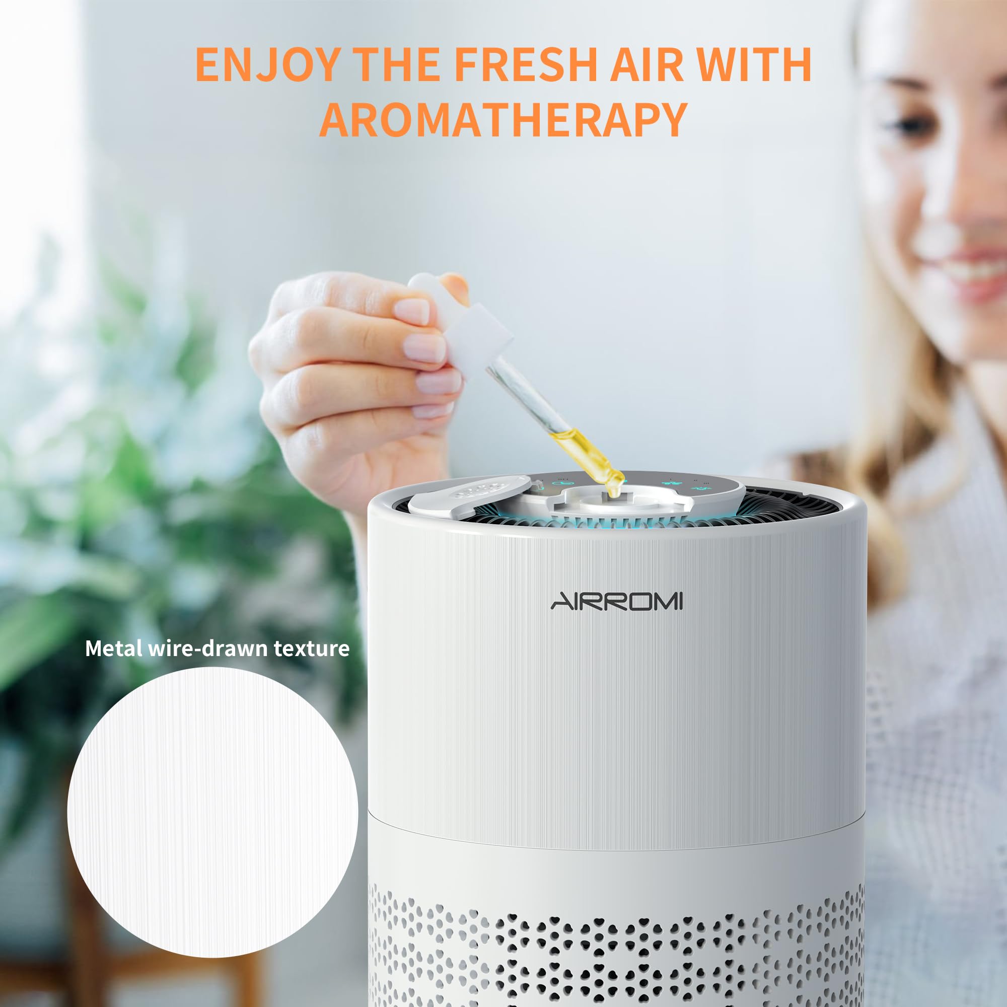 AIRROMI Air Purifier for Bedroom with HEPA 3-in-1 Filter, Pet Air Purifier for Home Cat Pee Smell, Covers Upto 990 Ft², Quiet 360° intake Air Cleaner for pet hair,allergies,Dust,Smoke A2001 White