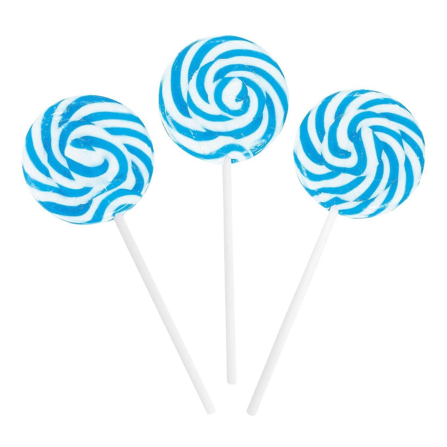 LIGHT BLUE SWIRL LOLLIPOPS - 24 SUCKERS INDIVIDUALLY WRAPPED - 2 INCH POPS