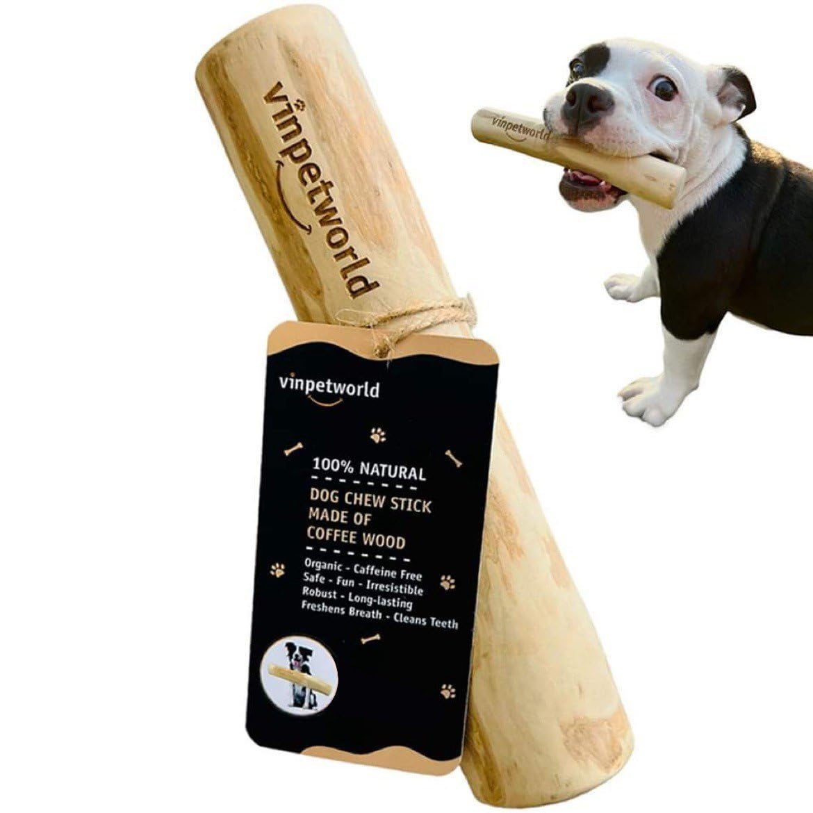 VINPETWORLD Coffee Wood Dog Chew Toy | 100% Natural from Vietnam Forest (R) | Safe and Long-Lasting Real Coffee Wood | for Your Smart Dogs - Size M